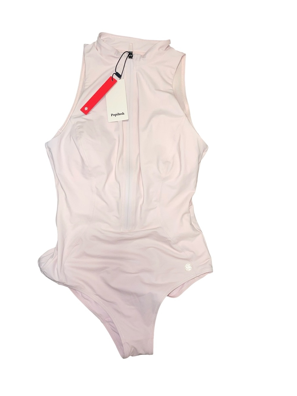 NWT Popilush Blush Pink Zip Front Shaping One-Piece Swimsuit Bodysuit | Size S